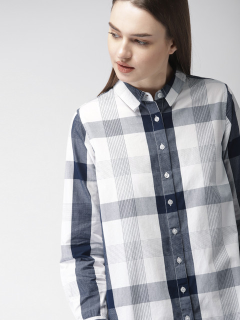 

Harvard Women White Checked Shirt Dress