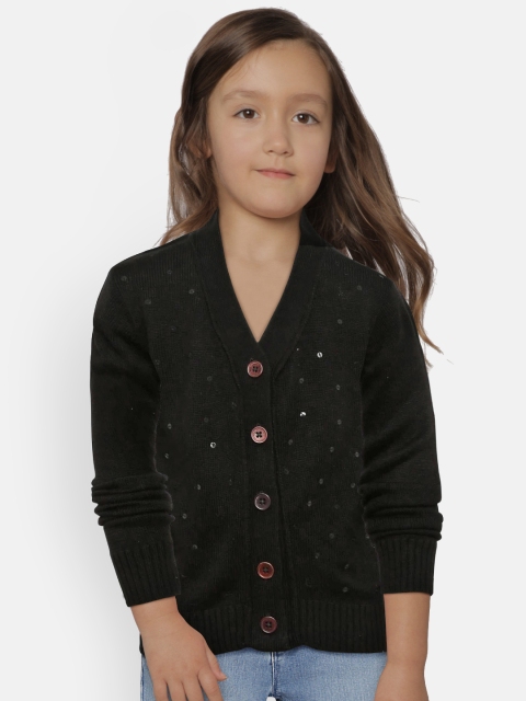 

612 league Girls Black Sequinned Cardigan