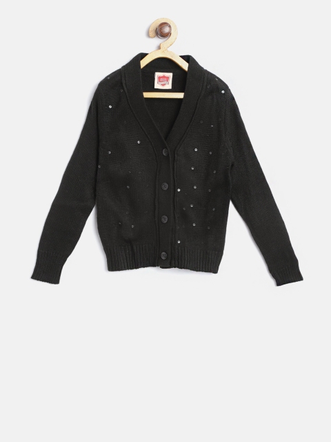 

612 Ivy league Girls Black Embellished Cardigan