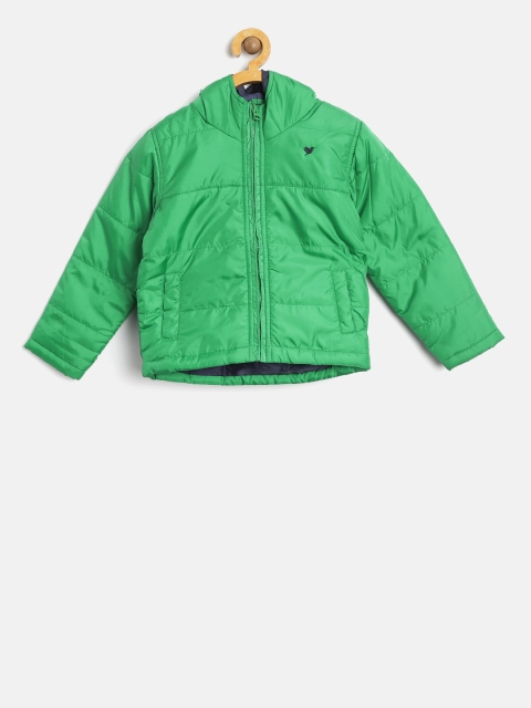 

612 league Boys Green Solid Padded Jacket