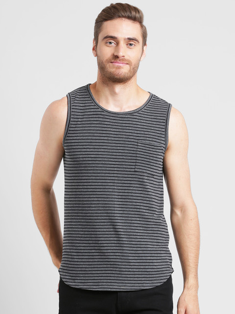 

Rigo Men Grey & Black Striped Innerwear Vest SD04181017