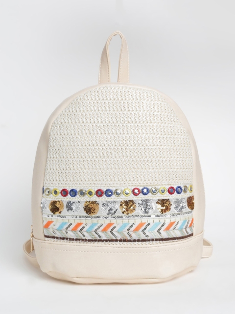 

Ginger by Lifestyle Women Off-White Solid Backpack