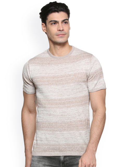 

Allen Solly Men Brown Striped Round Neck T-shirt
