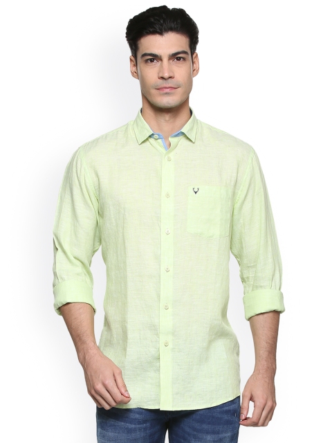 

Allen Solly Men Green Slim Fit Solid Linen Casual Shirt