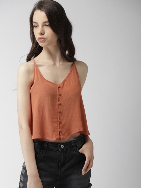 

FOREVER 21 Women Rust Orange Crop Top