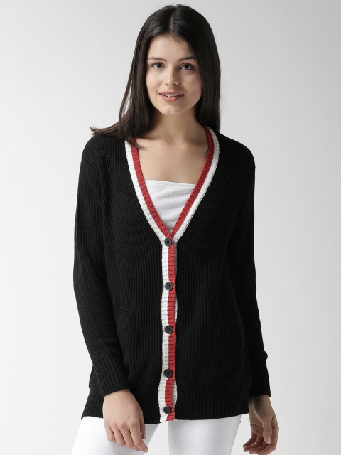 

FOREVER 21 Women Black Solid Cardigan Sweater