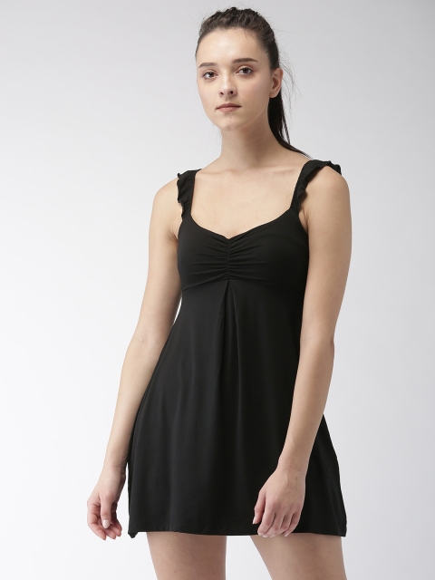 

FOREVER 21 Women Black Solid A-Line Dress