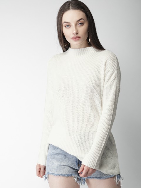 

FOREVER 21 Women White Solid Pullover