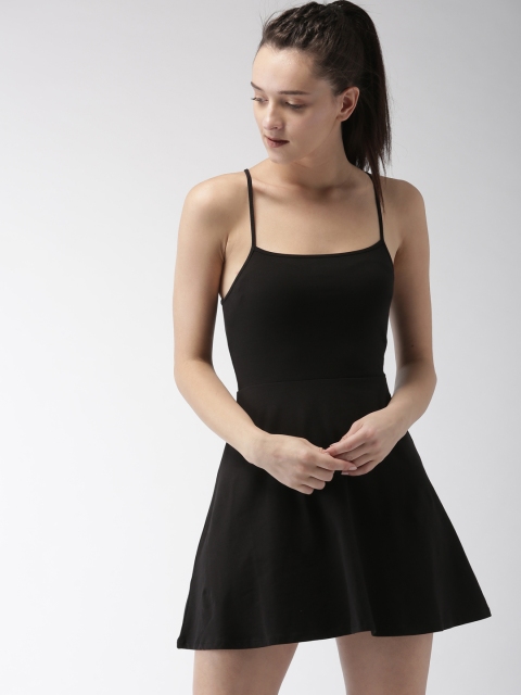 

FOREVER 21 Women Black Solid Fit & Flare Dress