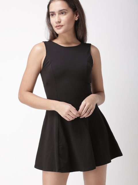 

FOREVER 21 Women Black Solid A-Line Dress