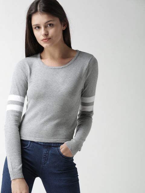 

FOREVER 21 Women Grey Solid Pullover