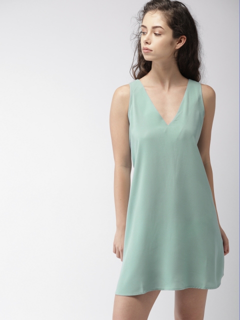 

FOREVER 21 Women Blue Solid A-Line Dress