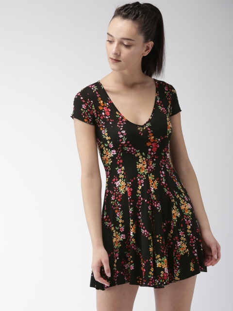 

FOREVER 21 Women Black Printed A-Line Dress