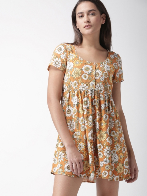 

FOREVER 21 Women Mustard Printed A-Line Dress