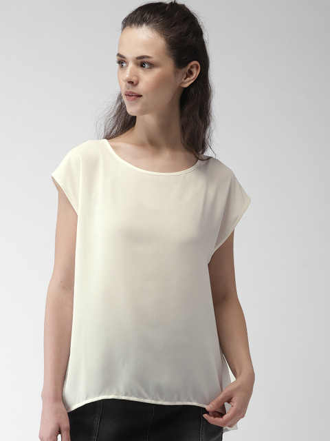 

FOREVER 21 Women Cream-Coloured Solid Top