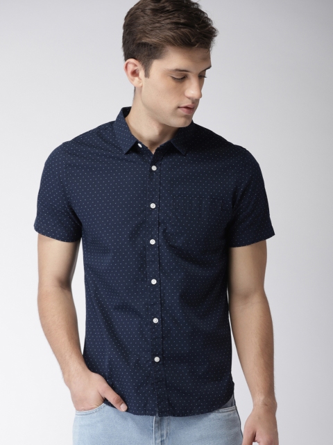 

FOREVER 21 Men Navy Blue Regular Fit Printed Casual Shirt