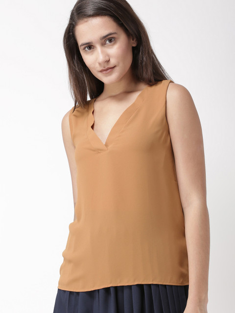 

FOREVER 21 Women Brown Solid Top