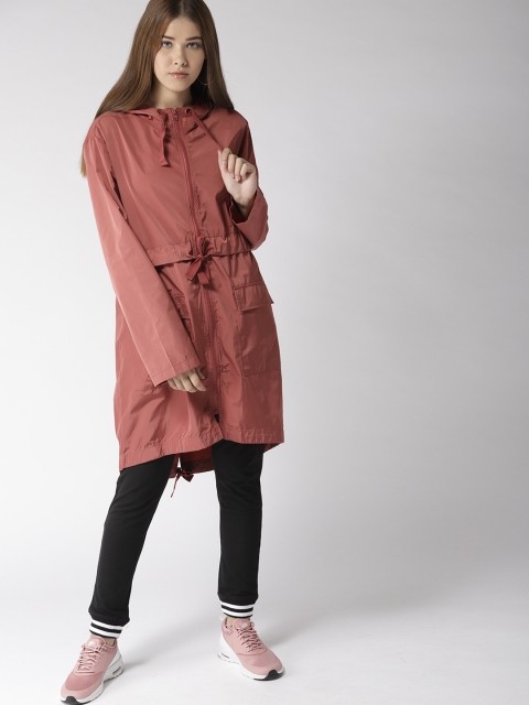 

FOREVER 21 Women Mauve Solid Hooded Longline Parka Jacket