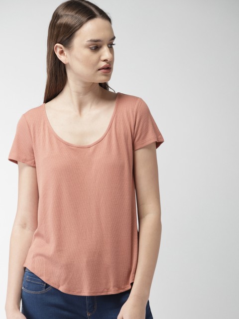 

FOREVER 21 Women Pink Solid Top