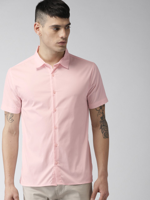 

FOREVER 21 Men Pink Solid Casual Shirt