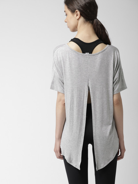 

FOREVER 21 Women Grey Solid Styled Back Top