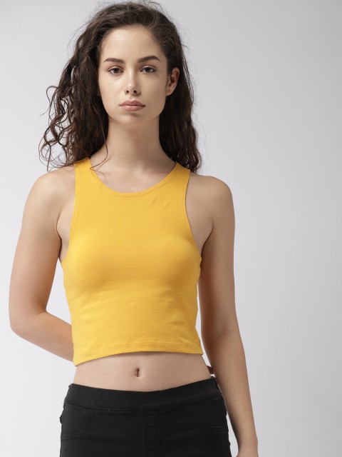 

FOREVER 21 Women Yellow Solid Top