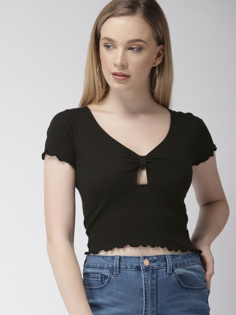 

FOREVER 21 Women Black Solid Top