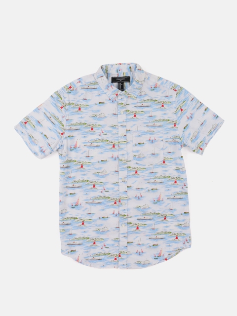 

FOREVER 21 Men White Printed Casual Shirt