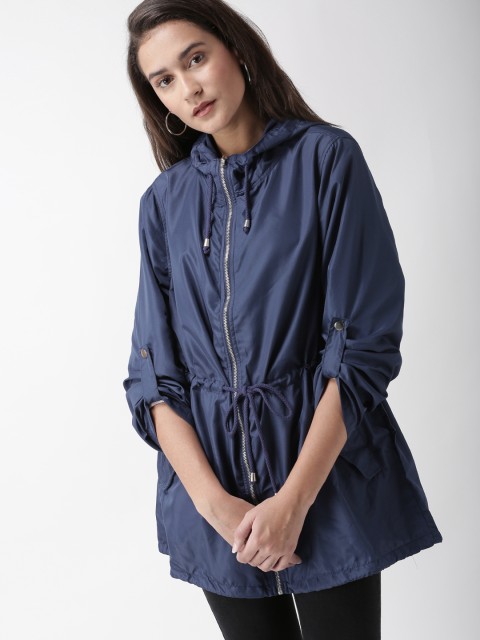 

FOREVER 21 Women Navy Blue Solid Parka Jacket