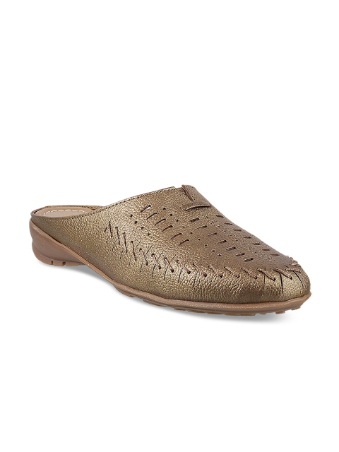 

Metro Women Gold-Toned Solid Synthetic Mules