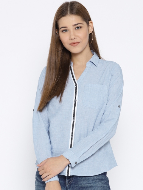 

Vero Moda Women Blue Regular Fit Solid Casual Shirt