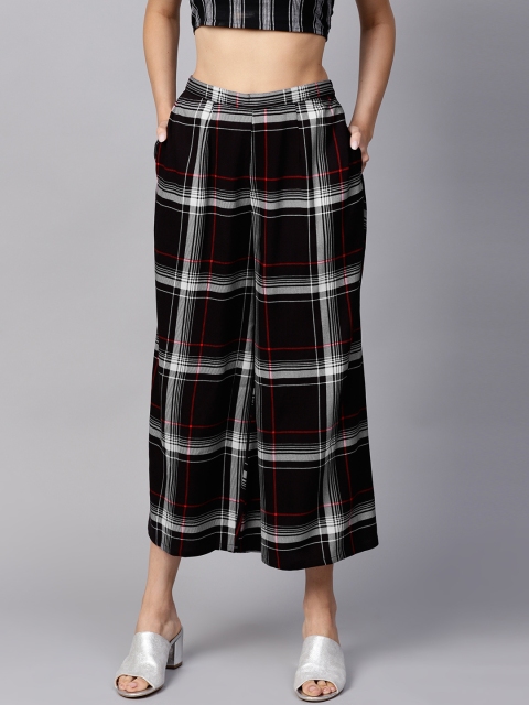 

GERUA Women Black & White Checked Wide Leg Palazzos