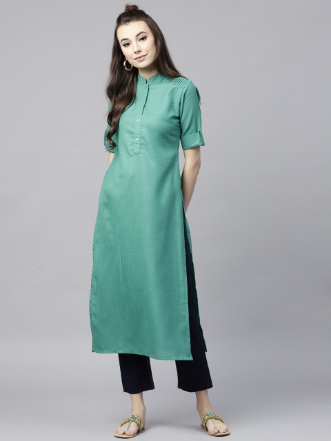 

GERUA Women Green Solid Straight Kurta