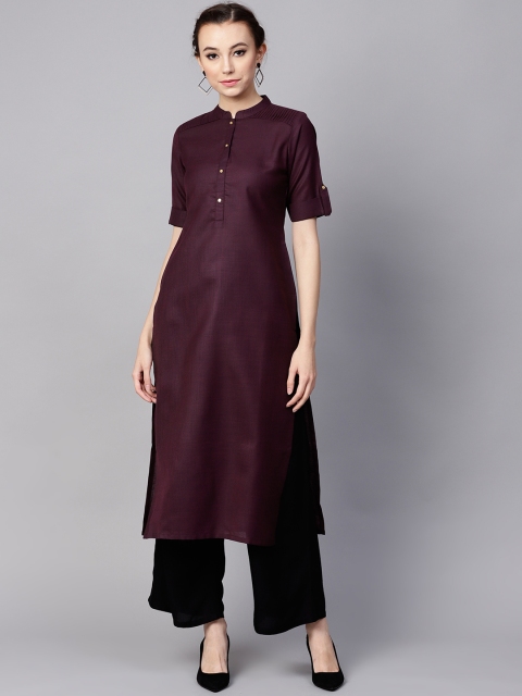

GERUA Women Burgundy Solid Straight Kurta