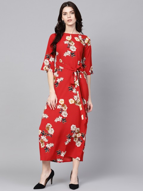 

GERUA Women Red & Off-White Printed Maxi Dress