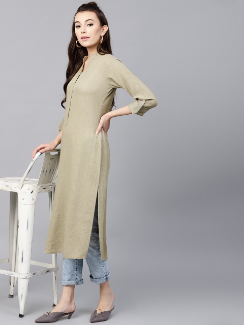 

GERUA Women Light Green Solid Straight Kurta