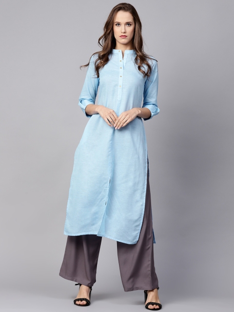 

GERUA Women Blue Solid Straight Kurta