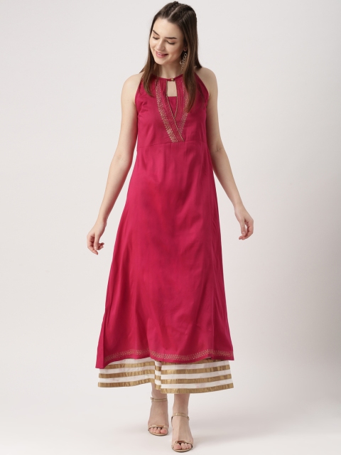 

IMARA Women Magenta Solid Maxi Dress