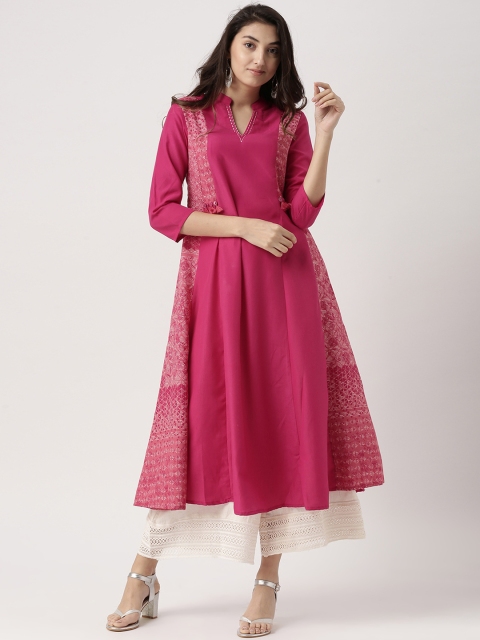 

IMARA Women Pink Printed A-Line Kurta