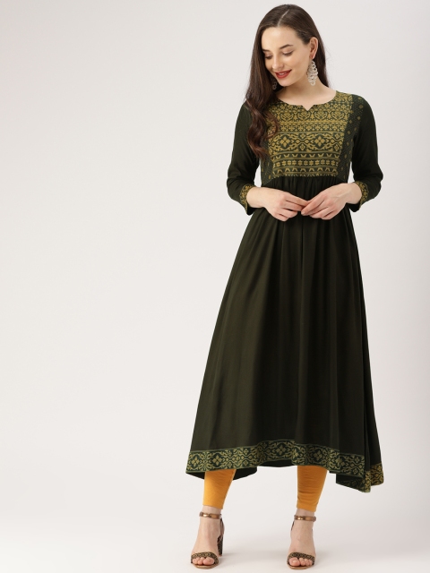

IMARA Women Black Yoke Design Anarkali Kurta