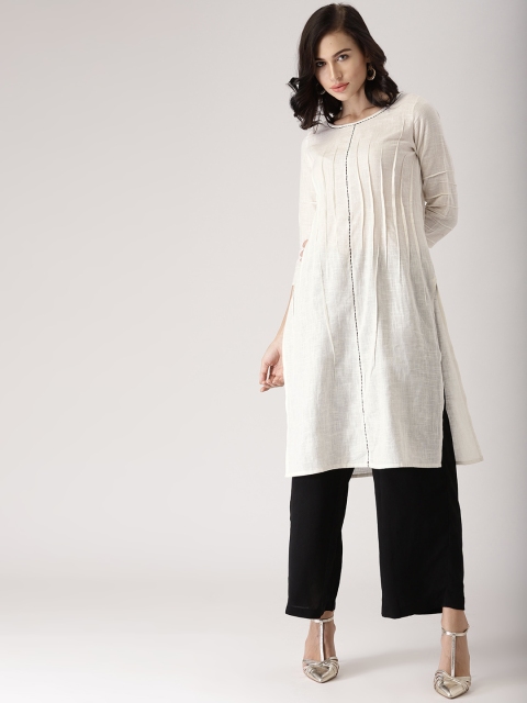 

IMARA Women Off-White Solid Straight Kurta