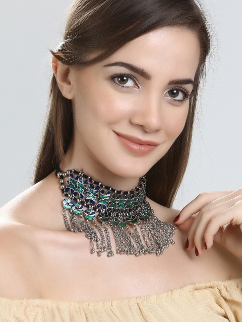 

Rubans Silver-Toned Metal Temple Necklace