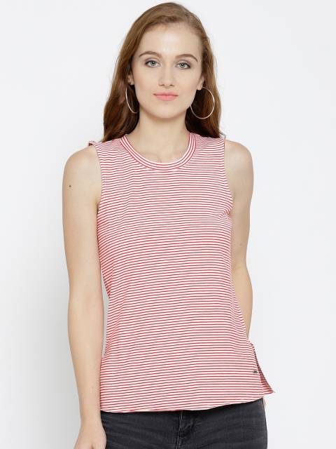 

Vero Moda Women White & Red Striped Top