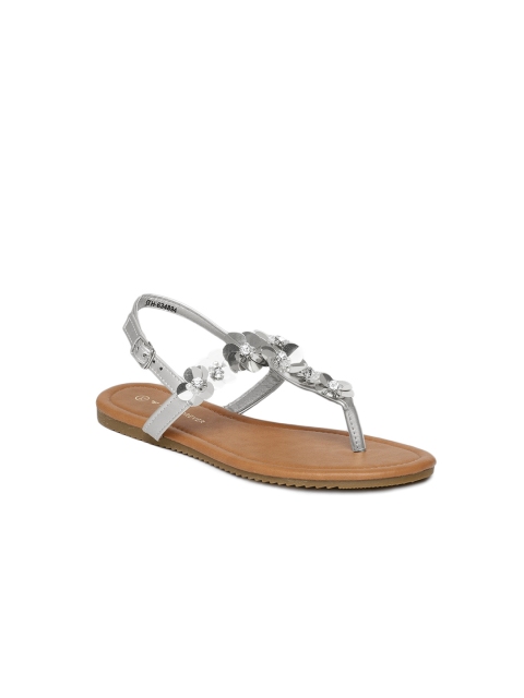 

Fame Forever by Lifestyle Girls Silver-Toned Embellsihed Open Toe Flats