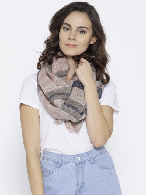 

Noi Women Pink & Blue Striped Stole