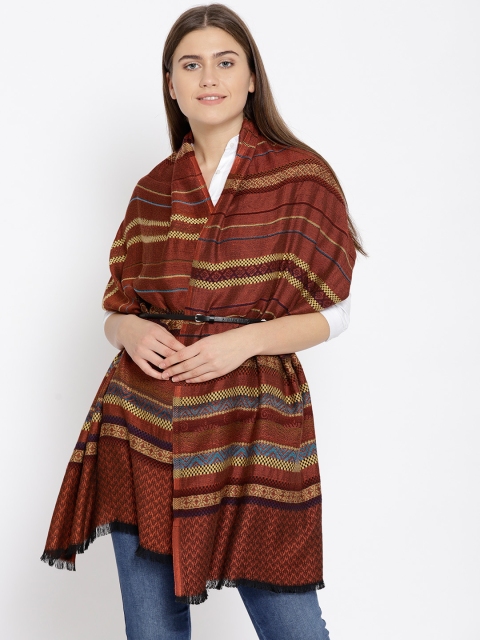 

Noi Women Rust Orange & Beige Self Striped Shawl