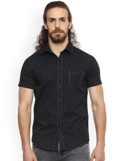 

Mufti Men Black Slim Fit Printed Casual Shirt