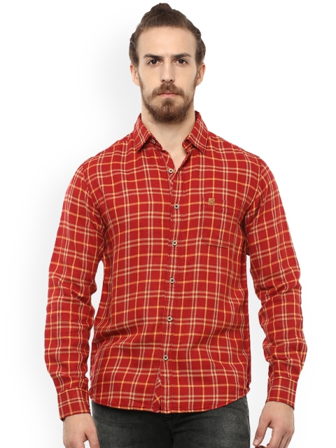 

Mufti Men Red & Yellow Slim Fit Checked Casual Shirt