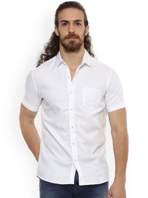

Mufti Men White Slim Fit Solid Casual Shirt