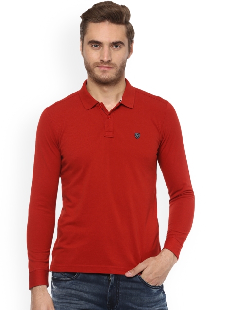 

Mufti Men Rust Solid Polo Collar T-shirt